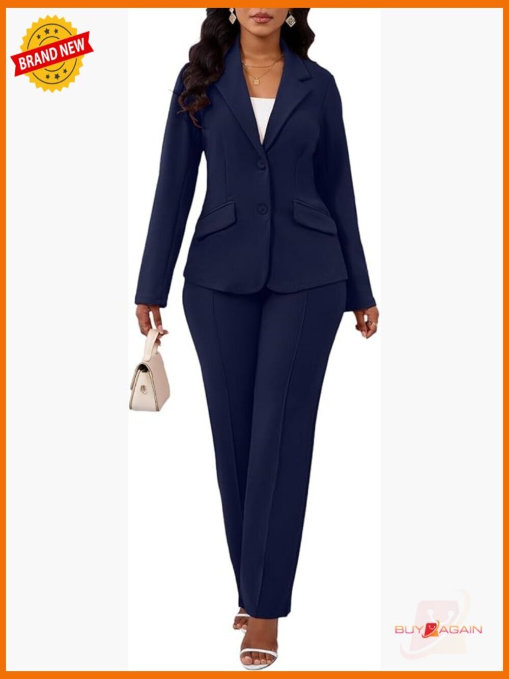 2 Piece Blazer Pants Set Long Sleeve Business Suit Dressy Pantsuit